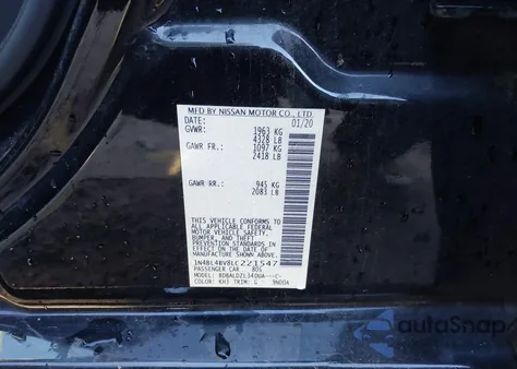 2020 Nissan Altima S Fwd из США, поврежденный, VIN 1N4BL4BV8LC221547